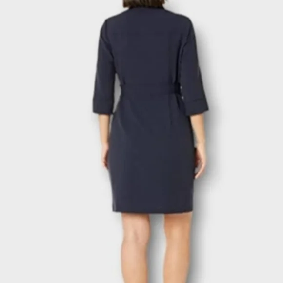 Short Sleeve Full Body Zipper Midi ShiftDress OliveDrab - Picture 4 of 16